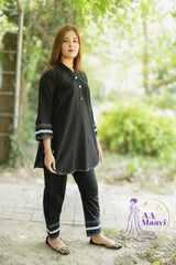 AM Black Cord Set Lawn Dress