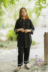 AM Black Cord Set Lawn Dress