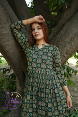 AM Green Long Frock Lawn Dress