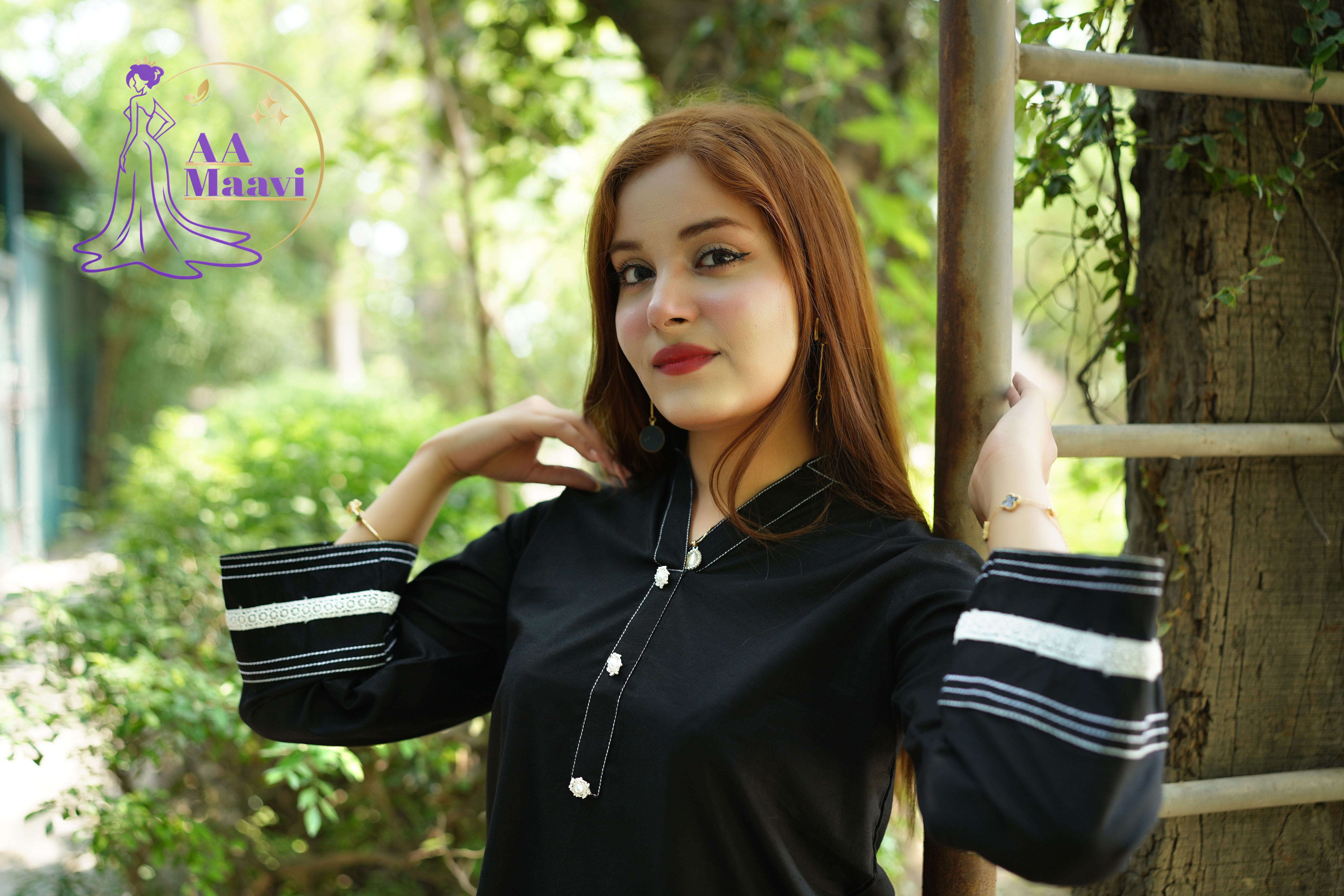 AM Black Cord Set Lawn Dress