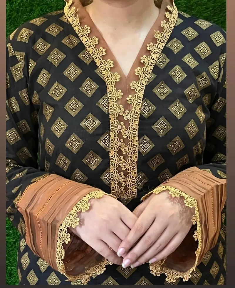 All-over Printed 2/3 Piece Stitched Lawn Dress