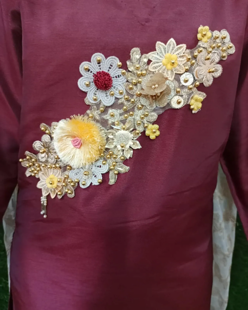 Kattan Silk 3-piece Stitched Embroidered Dress