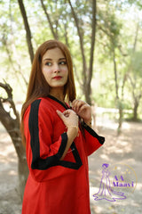 AM Red and Black Cord Set Lawn Dress