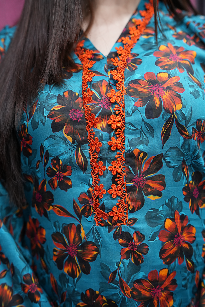 All-over Printed 3-piece Stitched Lawn Dress