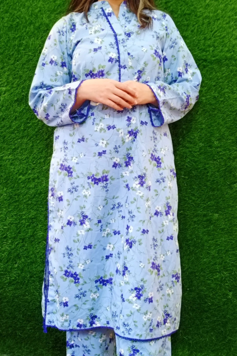 All-over Printed 2/3-piece Stitched Lawn Dress