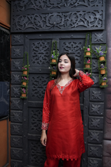 Kattan Silk Stitched 2-piece Embroidered Dress