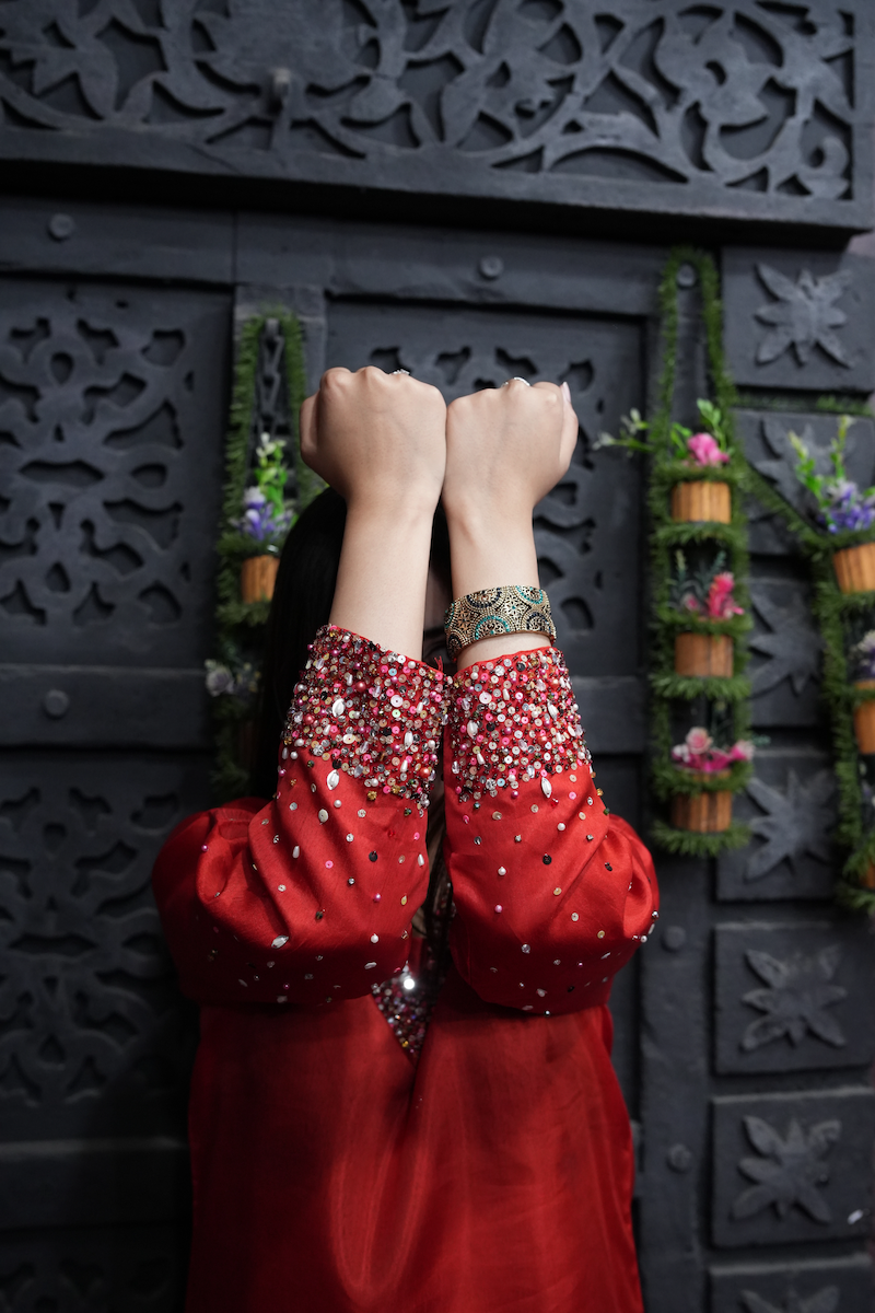 Kattan Silk Stitched 2-piece Embroidered Dress