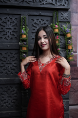 Kattan Silk Stitched 2-piece Embroidered Dress