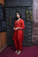 Kattan Silk Stitched 2-piece Embroidered Dress
